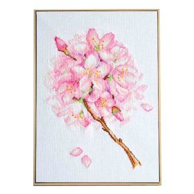 Pink Flower DIY Cross Stitch Stamped Kits Pre-Printed 11CT Embroidery Kits Wall Decor, 15x19 inch