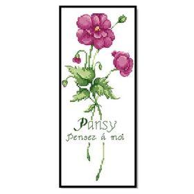 11CT Stamped Cross Stitch Kits DIY Embroidery Kits Living Room Bedroom Decor Plants Pink Pansy Needlework Arts Crafts, 7x15inch