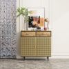 31.5'' Wide 2 Drawer Sideboard,Modern Furniture Decor,Made with Iron + Carbonized Bamboo,Easy Assembly,Gold