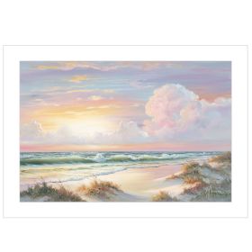 "Golden Sunset on Crystal Cove" by Artisan Georgia Janisse, Ready to Hang Framed Print, White Frame