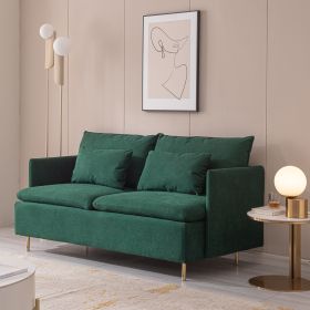 Modern Upholstered Loveseat Sofa;  Emerald Cotton Linen-63.8''