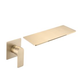 Single Handle Bathroom Waterfall Sink Faucet Brushed Gold