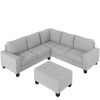 Sectional Corner Sofa L-shape Couch Space Saving with Storage Ottoman &amp; Cup Holders Design for Large Space Dorm Apartment