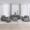 4 Piece Sofa Set with Cushions Dark Gray Fabric