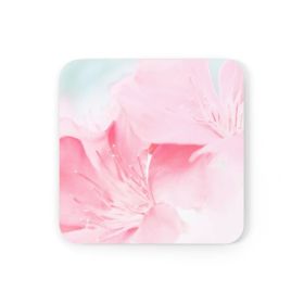 Home Decor, Coaster Set - 4 Piece Home/office, Pink Flower Bloom, Peaceful Spring Nature