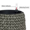 13.4" Self-watering Wicker Planter - Garden Decoration Pot - Gray - Round