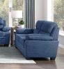 Comfortable Plush Seating Loveseat 1pc Modern Blue Textured Fabric Channel Tufting Solid Wood Frame Living Room Furniture