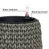 17.3" Self-watering Wicker Planter - Garden Decoration Pot - Gray - Round