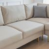 L-Shaped Corner Sectional Technical leather Sofa with pillows; beige