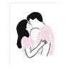 11CT Stamped Cross Stitch Kits DIY Embroidery Kits Needlework Bedroom Decor Pink Wedding Gift Kissing Couple, 17x21inch