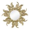 38" Sunburst Metal Decorative Mirror with Gold Finish, Boho Wall Decor Sun Mirror for Living Room Bathroom Enterway