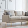 L-Shaped Corner Sectional Technical leather Sofa with pillows; beige