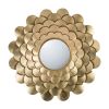 D31.5x3" Gold Mirrored Floral Wall Decor, Wall Mirror for Living Room Entryway