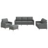 4 Piece Sofa Set with Cushions Dark Gray Fabric