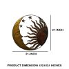 21 Inch Handcrafted Sun and Moon Accent Wall Decor, Round Metal Wall Mount, Rustic Gold, Bronze