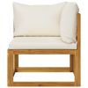 10 Piece Patio Lounge Set with Cushion Cream Solid Acacia Wood