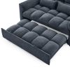 Loveseats Sofa Bed with Pull-out Bed,Adjsutable Back,Blue+ Grey