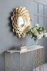 D31.5x3" Gold Mirrored Floral Wall Decor, Wall Mirror for Living Room Entryway