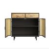 31.5'' Wide 2 Drawer Sideboard,Modern Furniture Decor,Made with Iron + Carbonized Bamboo,Easy Assembly,Gold