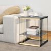 2-Tier Metal Square Side End Table with Removable Shelf