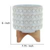 Planter with Wooden Stand and Bubble Design, Small, Off White