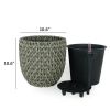 10.6" Self-watering Wicker Planter - Garden Decoration Pot - Gray - Round