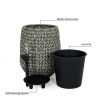 13.4" Self-watering Wicker Planter - Garden Decoration Pot - Gray - Round