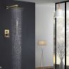 Wall Mounted Rain Shower System with 10 Inch Shower Head and Handheld Bathroom Brushed Gold Shower Set Contain Shower Faucet Mixer and Trim Kit (Valve