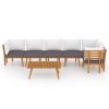 7 Piece Patio Lounge Set with Cushions Solid Acacia Wood