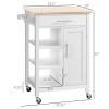 Compact Kitchen Island Cart on Wheels, Rolling Utility Trolley Cart White-AS