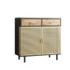 31.5'' Wide 2 Drawer Sideboard,Modern Furniture Decor,Made with Iron + Carbonized Bamboo,Easy Assembly,Gold