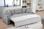 Convertible corner sofa with armrest storage, living room and apartment sectional sofa, right chaise longue and grey