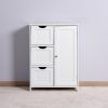 White Floor Storage Cabinet with 3 Large Drawers & 1 Adjustable Shelf - Elegant Organizer for Living Spaces