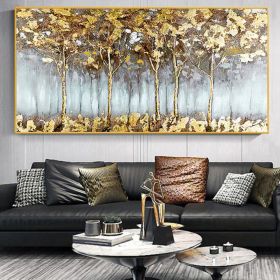 Hand Painted Oil Painting Abstract Forest oil Painting On Canvas Modern Gold Painting Custom Landscape Home Decor Large Textured Wall Art Living room (Style: 01, size: 100x150)