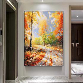 Hand Painted Oil Painting Forrest trees wall art birch trees painting abstract landsdcape art textrued oil painting Original Oil painting decorative p (Style: 01, size: 60X90cm)