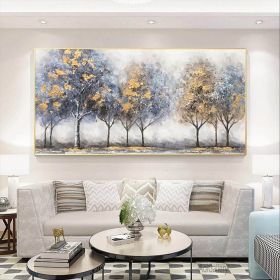 Handmade Oil Painting Home Decor Original 100% Hand Painted Landscape Golden Trees Gold Forest Scenery Oil Paintings Handmade Tree Life Wall Art Decor (Style: 01, size: 40x80cm)