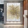 Hand Painted Oil Paintings Modern Landscape Gold Abstract Line Wall Art Picture For Living Room Home Decor Living Room Hallway Luxurious Decorative Pa