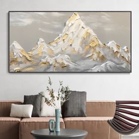 Hand Painted Oil Painting White Snow Mountain Art On Canvas Gold Leaf Texture Painting Abstract Landscape Oil Painting Wabi Sabi Wall Art Minimalism S (Style: 01, size: 150x220cm)