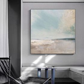 Hand Painted Oil Paintings Abstract Seascape Painting Beach Ocean Living Room Hallway Luxurious Decorative Painting (Style: 01, size: 150x150cm)