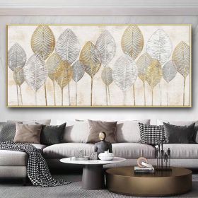 Handmade Oil Painting Abstract Gold Leaf Oil Painting On Canvas Original Modern Gold Foil Texture Acrylic Painting Living room Large Wall Art Home Dec (Style: 01, size: 50x100cm)