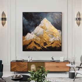 Hand Painted Oil Painting Abstract Mountain Oil Painting on Canvas Original Gold Painting Custom Landscape Art Living room Wall Decor Modern Textured (Style: 01, size: 70x70cm)