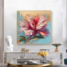 Hand Painted Oil Painting Abstract Original Flower Oil Painting On Canvas Large Wall Art Pink Floral Landscape Painting Custom Painting Living Room Ho (Style: 01, size: 120x120cm)