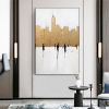 Hand Painted Oil Painting City Figure Oil Painting on Canvas Living room Wall Decor Large Minimalist Wall Art Abstract Gold Foil Art Custom Original G