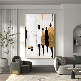 Hand Painted Oil Painting Abstract Figure Oil Painting on Canvas Original Gold Foil Acrylic Painting Custom Home Decor Living room Wall Decor Textured (Style: 01, size: 150x220cm)