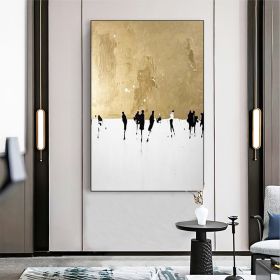 Hand Painted Oil Painting Figure Outline Oil Painting on Canvas Original Custom Home Decor Abstract Gold Painting Living room Wall Decor Textured Gold (Style: 01, size: 150x220cm)