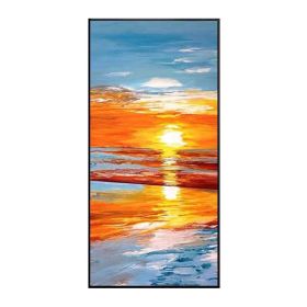 Hand Painted Romantic Sunset Landscape Canvas painting seascape beach Oil Painting Natural scenery Sea picture For Home Modern Decor No Frame (size: 75x150cm)