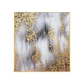 Hand Painted Abstract Oil Painting Smooth Sailing Home Decor Handmade Paintings Modern Gold Leaf Luxury Picture High Quality (size: 100x100cm)