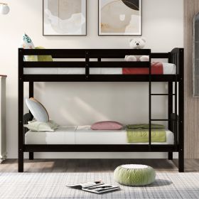 win Over Twin Bunk Bed with Ladder (Color: Espresso)