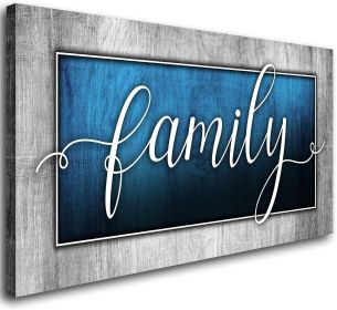 Family Canvas Wall Art-Navy Blue Family Wall Decor-Family Word Sign Canvas Prints Picture Painting Modern Artwork for Bedroom Living Room Home Decorat (size: 24x48inchx1pcs)