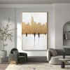 Hand Painted Oil Painting City Figure Oil Painting on Canvas Living room Wall Decor Large Minimalist Wall Art Abstract Gold Foil Art Custom Original G